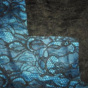 Foley + Corinna lace black and blue cocktail dress